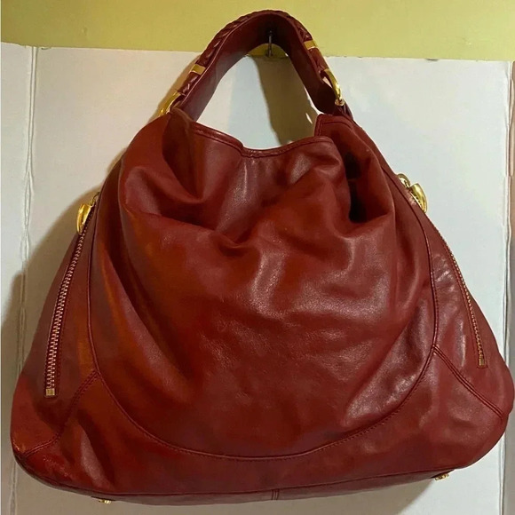 Rachel Zoe red leather tote handbag